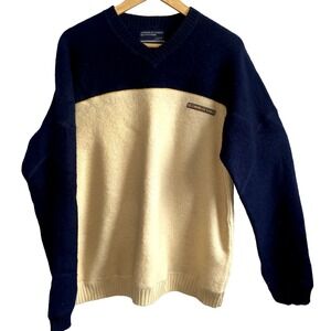 American Eagle Outfitters Mens Sweater Size Large AE77 Wool  Navy Colorblock *